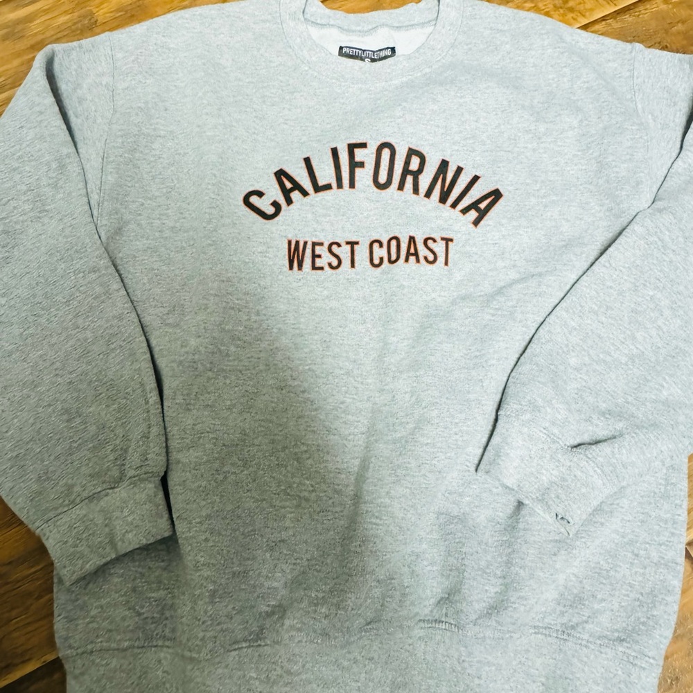Grey Marl CALIFORNIA West Coast Slogan Oversized Sweater M Pretty Little Thing - Picture 2 of 3